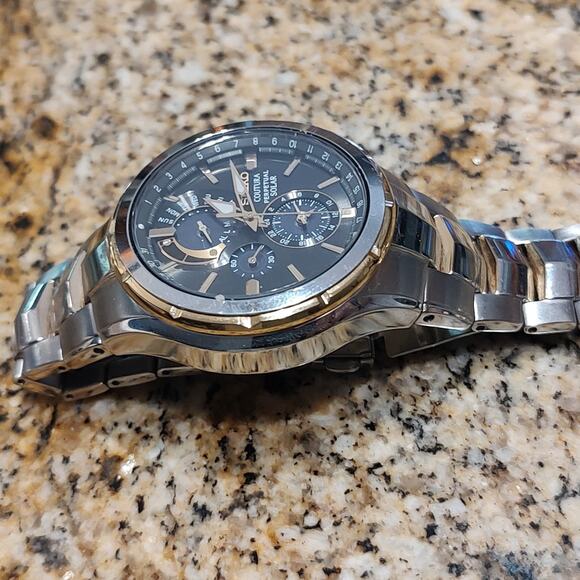 Seiko Coutura Perpetual Solar Watch Model V198-0AB0 Stainless Steel - Picture 4 of 15